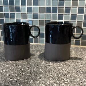 World Market Black and Gray Ceramic Mugs